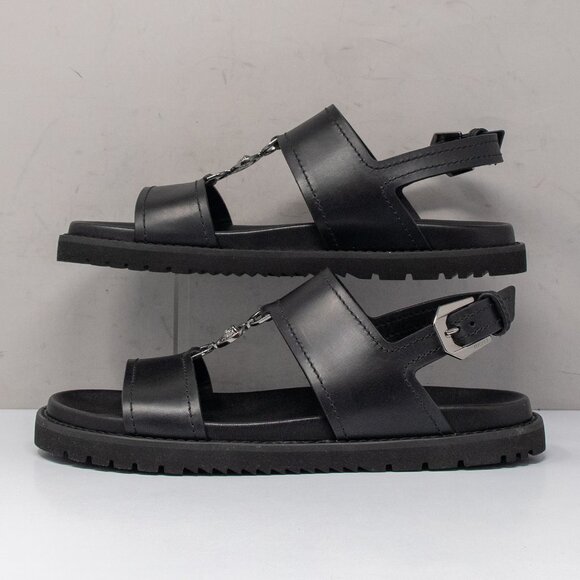 Versace Medusa Black Calf Leather Fisherman Cage Sandals, Men\'s 43 (10 US) main image 5